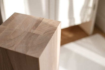 Handmade Wooden Coffee Table – Solid Ash Wood Block H450 mm